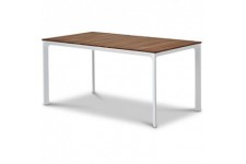 Table de jardin - Table 160 cm - Aluminium blanc et Plateau Eucalyptus FSC - Atelier BOCARNEA