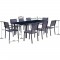 Ensemble repas de jardin 6 a 8 personnes Alu.- Table extensible 180/240x100cm + 6 chaises et 2 fauteuils et assise textilene - 