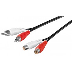 Rallonge de câble audio stéréo 2 x Rca M/F 2.5m