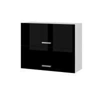 EXTRA - Meuble haut de cuisine L 80cm 2 Portes a projection - Noir Laqué