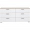 Commode 6 tiroirs - Décor chene et blanc mat - Contemporain - L 159,9 x P 41,3 x H 75,8 cm