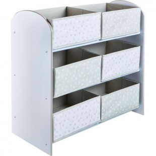 Meuble de rangement a jouets Blanc pour chambre d'enfant avec 6 bacs