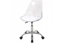 Chaise de bureau RONNY - Coque transparente et coussin blanc - L 52 x P 52 x H 88 cm