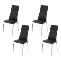 Lot de 4 chaises - Simili noir - L 44 x P 54 x H 100 cm - GEORGE