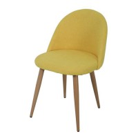 COLE Chaise - Tissu jaune - Pieds en métal - L 53 x P 54 x H 76 cm