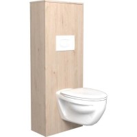 EKIPA Aménagement pour WC - Décor Chene Jackson et blanc mat - L 53 x P 27 x 140 cm - SWEAT