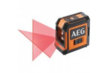 AEG Mesure laser CLR215-B, portée 15 m, laser rouge, 2 lignes, avec 1 adaptateur, 2 piles AA, 1 pochette de rangement, bande vel