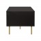 Table basse rectangulaire - MDF et maillage de rotin naturel - Noir et doré - Sur pieds - 1 tiroir - L110 x P50 x H42 cm