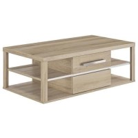 Table basse OLERON - 1 porte - Décor chene - Made in France - L 110 x H 38 x P 60 cm - GAMI