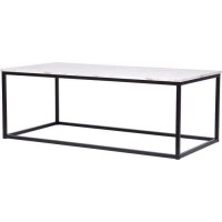 Table basse rectangulaire - décors marbre pietement métal noir - L 120 x l 60 x H 43 cm - MABLE