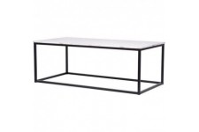 Table basse rectangulaire - décors marbre pietement métal noir - L 120 x l 60 x H 43 cm - MABLE