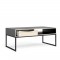 TVILUM Table basse 1 tiroir - Décor chene et noir - L 117,2 x P 60 x H 48,2 cm - STUBBE