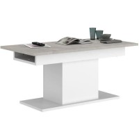 Table basse rectangulaire - Décor blanc - Style contemporain - 120/154 x 54.5 x 60 cm - Extensible - Be alive