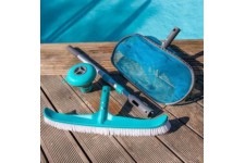 SPOOL Kit d'entretien de piscine 4 accessoires : manche téléscopique, brosse ligne d'eau, épuisette, diffuseur de chlore