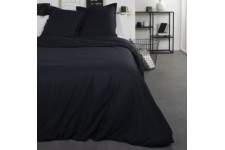 TODAY Parure de lit Coton Sacha - 2 personnes - 220 x 240 cm - Uni Noir