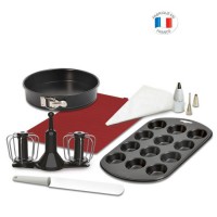 MOULINEX XF389010 Kit pâtisserie Companion, Fouet double rotation, Moule manque, Muffin, Poche a douilles, Tapis et spatule sili