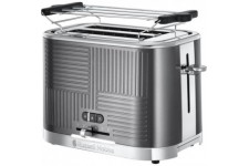 Russell Hobbs 25250-56 Toaster Grille-Pain Geo Steel, 4 Fonctions, Température Ajustable, Réchauffe Viennoiseries, Pince