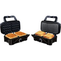 LITTLE BALANCE 8368 Speed'n Mixt 1200, Gaufrier & Grill 2 en 1, 1 plaque Gaufres, 1 plaque Gril interchangeables, 1200 W, Inox