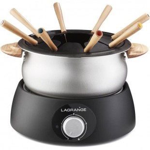 LAGRANGE 349018 Appareil a fondue + 3 ramequins - 900W - 8 fourchettes manche en bois - Socle thermoplastique - Thermostat régla