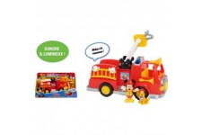 Mickey, Camion de Pompier , avec fonctions sonores et lumineuses, 2 figurines incluses, Jouet pour enfants des 3 ans, MCC00