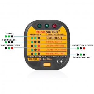 Testeur de prises de courant Test polarit e Test automatique Détecteur RCD Fonction Test Cablage erreur Safety