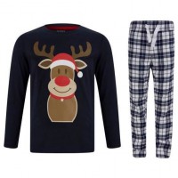 MERRY CHRISTMAS T-Shirt + Pantalon de Pyjama de Noël - Enfant - Bleu marine/rouge/blanc
