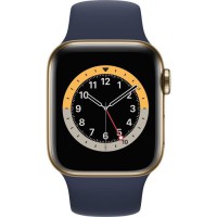 Apple Watch Series 6 GPS + Cellular, APPLE 40mm Gold Stainless Steel Case avec Deep Navy bracelet connecté