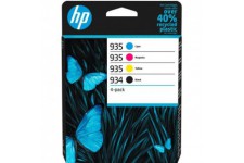 HP 934/935 Pack de 4 cartouches d'encre noire, cyan, jaune et magenta authentiques (6ZC72AE) pour HP OfficeJet Pro 6200