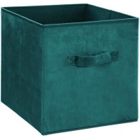 Boîte de rangement/tiroir pour meuble en tissu 31x31 cm - Velours Bleu