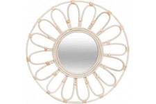 Miroir Fleur rotin Saule, verre, MDF_E1 et fer - D. 56 x P. 2,5 cm - Beige
