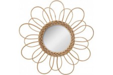 Miroir fleur en rotin - Ø 38 cm - Beige