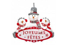 Pancarte décorative feutrine - Bonhommes de neige