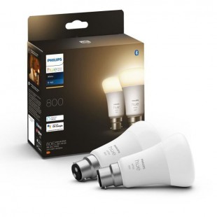 PHILIPS Hue White - Ampoule LED connectée 9,5W - B22 - Compatible Bluetooth - Pack de 2
