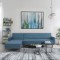 Canapé d'angle réversible - 3 places - Tissu bleu - L 286 x P 169 x H 80 cm - IMANIA - Pieds en bois