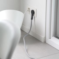 CHACON Prolongateur textile 5m 3x1,5m2 textile cable & noire fiche plate noir/blanc