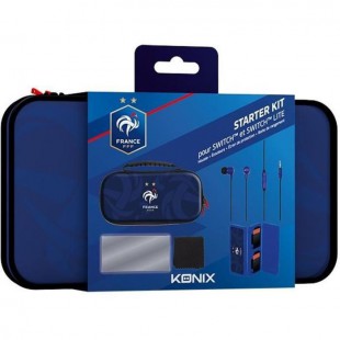 Starter Kit - KONIX - Housse + Écouteurs + Écran de protection + Boite - Bleu - Switch et Switch Lite - Sous Licence Officielle 