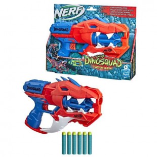 NERF - DinoSquad - Blaster Raptor-Slash avec barillet rotatif 6 fléchettes, tir en rafale, 6 fléchettes Nerf, vélociraptor