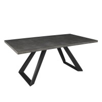 Table a manger fixe AMY - Rectangulaire - en métal noir - 8 personnes - L 180 x P 100 x H 76 cm