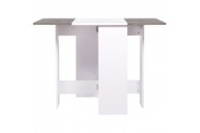 Table a manger pliable VARDA - Blanc et imitation ciment - 4 personnes - L 104 x P 76 x H 74 cm