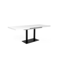 ORLANDO Table a manger a rallonge - Style contemporain - Laqué blanc et noir - L 120-200 x P 80 x H 75 cm