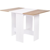 Table a manger pliable VARDA - Rectangulaire - Papier décor Blanc et chene - 4 personnes - L 104 x P 76 x H 74 cm