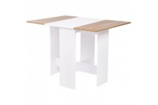Table a manger pliable VARDA - Rectangulaire - Papier décor Blanc et chene - 4 personnes - L 104 x P 76 x H 74 cm