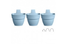 ELHO - Pot de fleurs - Vibia Campana Foret Vertical Set/3 - Bleu Vintage - Balcon extérieur - L 17.1 x W 20.7 x H 29.7 cm