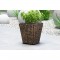 Pot de fleur carré en jacinthe d'eau tressée - 28 x 28 x 30 cm - Marron naturel foncé