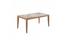 Table de jardin en bois - 162 cm - Bois de pin du Chili + carrelage céramique mosaique