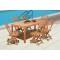 Ensemble repas de jardin 6 personnes - Eucalyptus FSC - Table 180 x 80 cm + 6 chaises pliantes