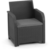 Allibert by KETER - Sanremo - fauteuil de jardin avec coussin - en résine - gris graphite
