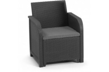 Allibert by KETER - Sanremo - fauteuil de jardin avec coussin - en résine - gris graphite