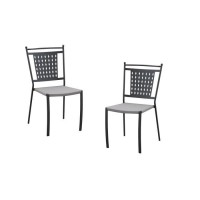 Lot de 2 chaises a manger de jardin - Style zellige - Acier thermolaqué + Textilene - 50 x 59 x 91 cm