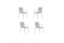 Lot de 4 fauteuils de jardin - Acier - Gris